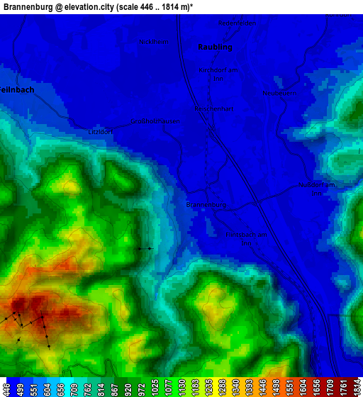 Zoom OUT 2x Brannenburg, Germany elevation map