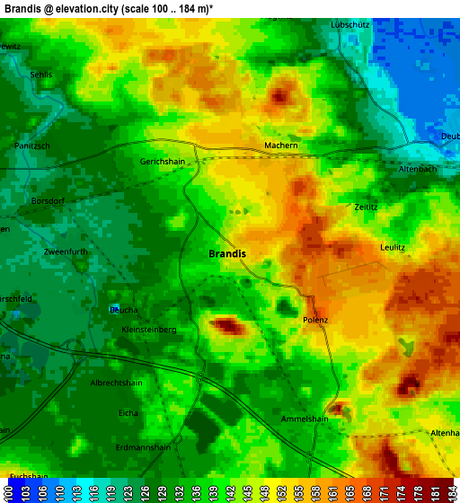 Zoom OUT 2x Brandis, Germany elevation map