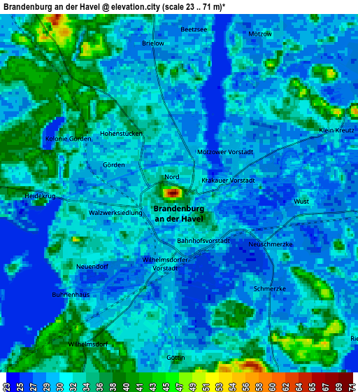 Zoom OUT 2x Brandenburg an der Havel, Germany elevation map