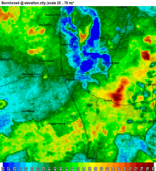Zoom OUT 2x Bornhöved, Germany elevation map