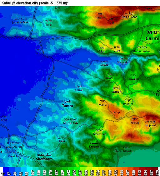 Zoom OUT 2x Kābūl, Israel elevation map