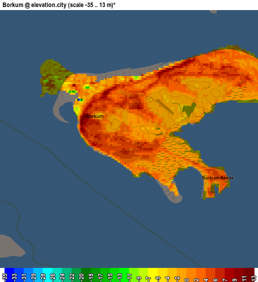 Zoom OUT 2x Borkum, Germany elevation map