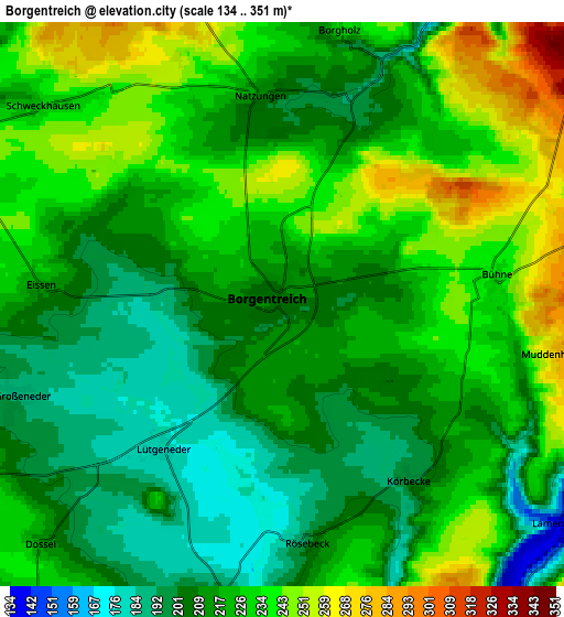Zoom OUT 2x Borgentreich, Germany elevation map