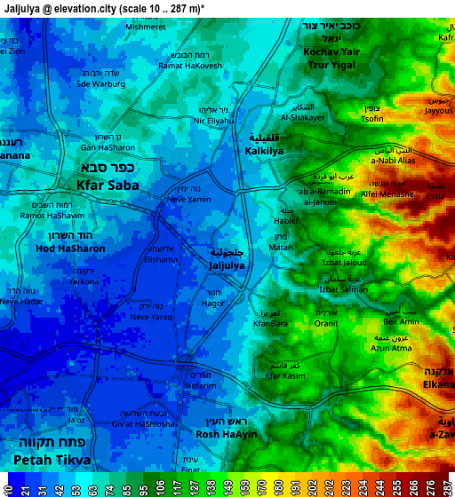 Zoom OUT 2x Jaljūlya, Israel elevation map