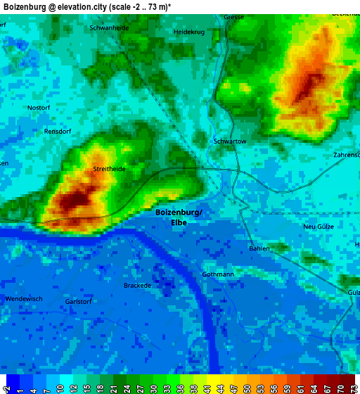 Zoom OUT 2x Boizenburg, Germany elevation map