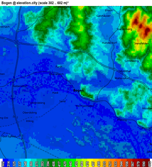 Zoom OUT 2x Bogen, Germany elevation map