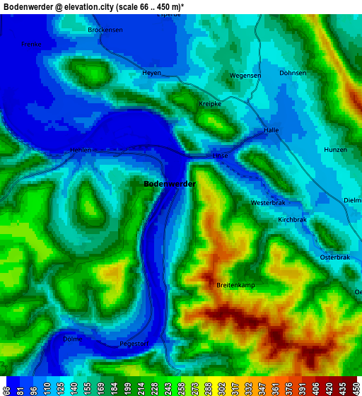 Zoom OUT 2x Bodenwerder, Germany elevation map