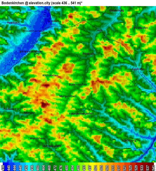 Zoom OUT 2x Bodenkirchen, Germany elevation map