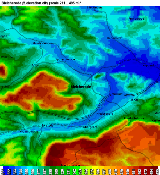 Zoom OUT 2x Bleicherode, Germany elevation map