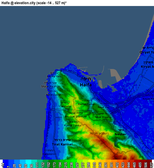 Zoom OUT 2x Haifa, Israel elevation map