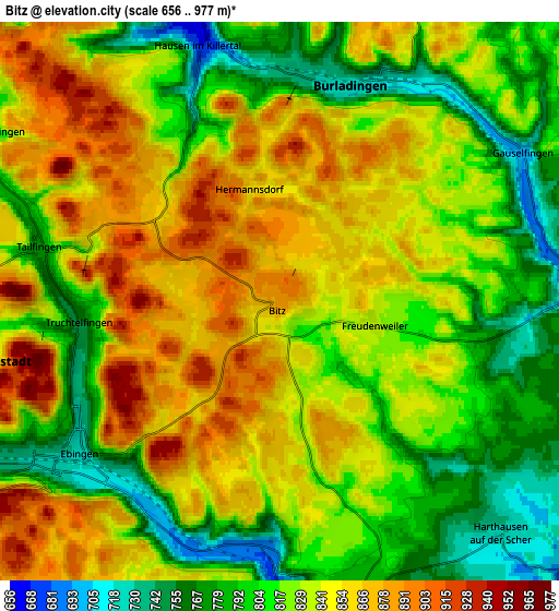 Zoom OUT 2x Bitz, Germany elevation map