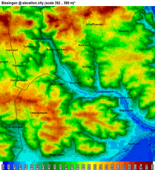 Zoom OUT 2x Bissingen, Germany elevation map