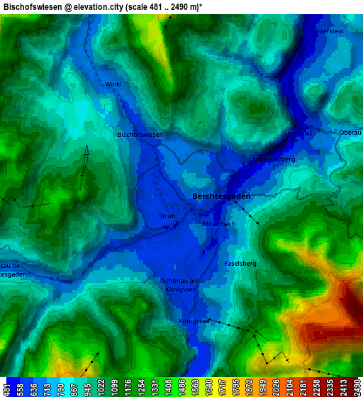 Zoom OUT 2x Bischofswiesen, Germany elevation map