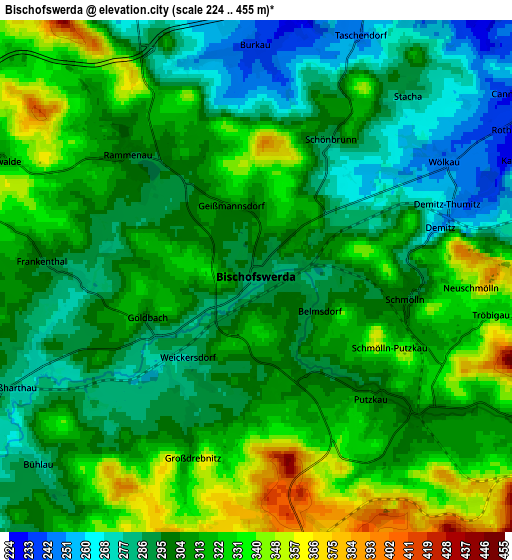 Zoom OUT 2x Bischofswerda, Germany elevation map