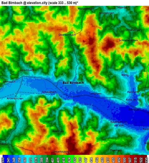 Zoom OUT 2x Bad Birnbach, Germany elevation map