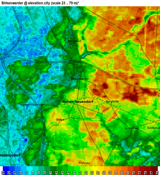 Zoom OUT 2x Birkenwerder, Germany elevation map