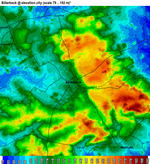 Zoom OUT 2x Billerbeck, Germany elevation map