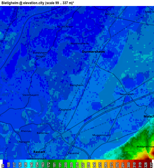 Zoom OUT 2x Bietigheim, Germany elevation map