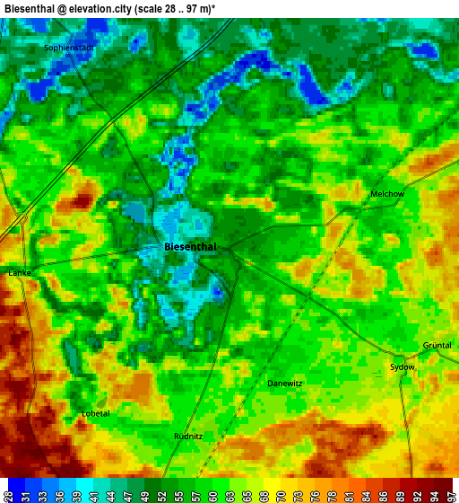 Zoom OUT 2x Biesenthal, Germany elevation map