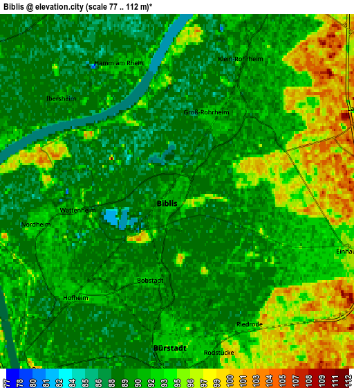 Zoom OUT 2x Biblis, Germany elevation map