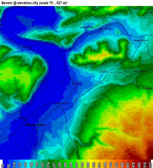 Zoom OUT 2x Bevern, Germany elevation map