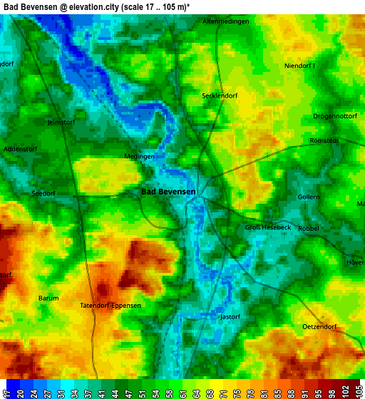 Zoom OUT 2x Bad Bevensen, Germany elevation map