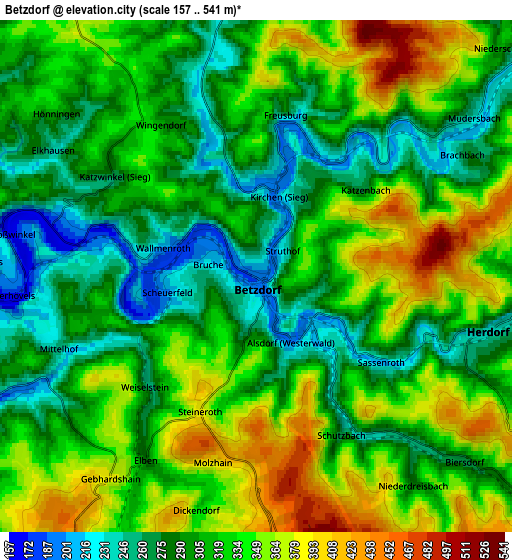 Zoom OUT 2x Betzdorf, Germany elevation map