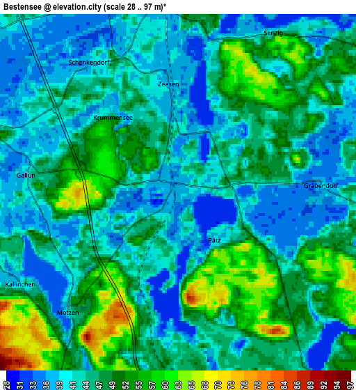 Zoom OUT 2x Bestensee, Germany elevation map