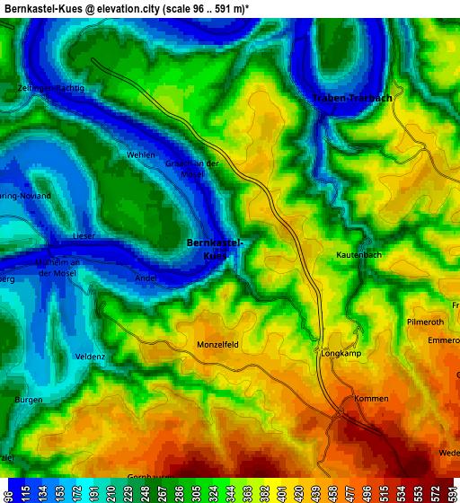 Zoom OUT 2x Bernkastel-Kues, Germany elevation map