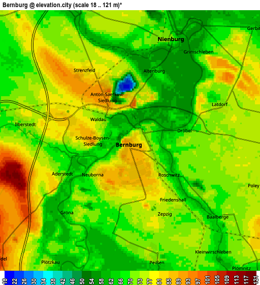 Zoom OUT 2x Bernburg, Germany elevation map