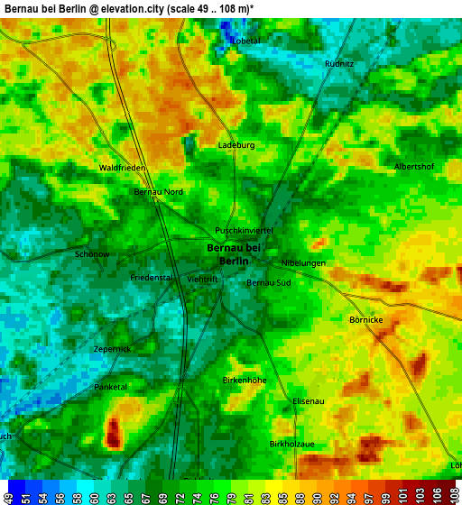 Zoom OUT 2x Bernau bei Berlin, Germany elevation map