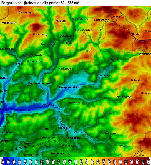 Zoom OUT 2x Bergneustadt, Germany elevation map