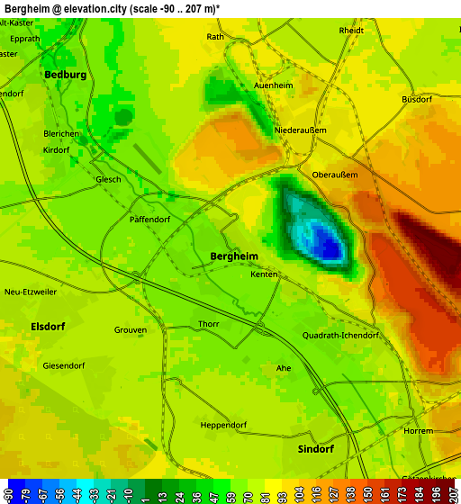 Zoom OUT 2x Bergheim, Germany elevation map