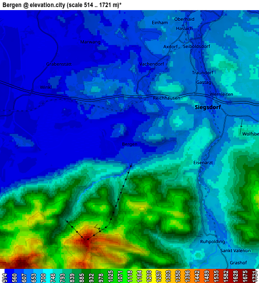 Zoom OUT 2x Bergen, Germany elevation map