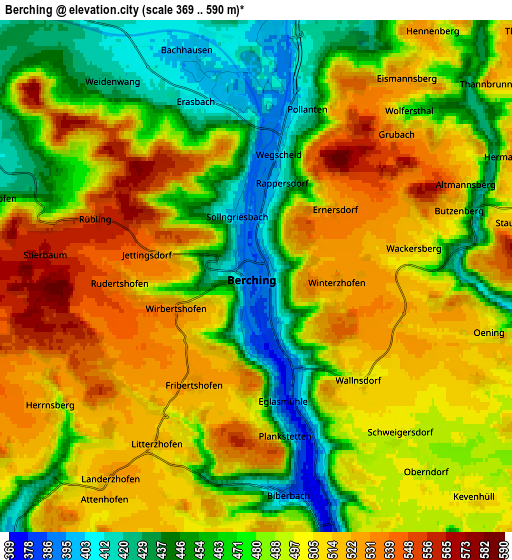 Zoom OUT 2x Berching, Germany elevation map