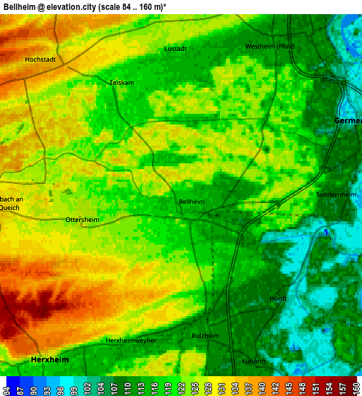 Zoom OUT 2x Bellheim, Germany elevation map