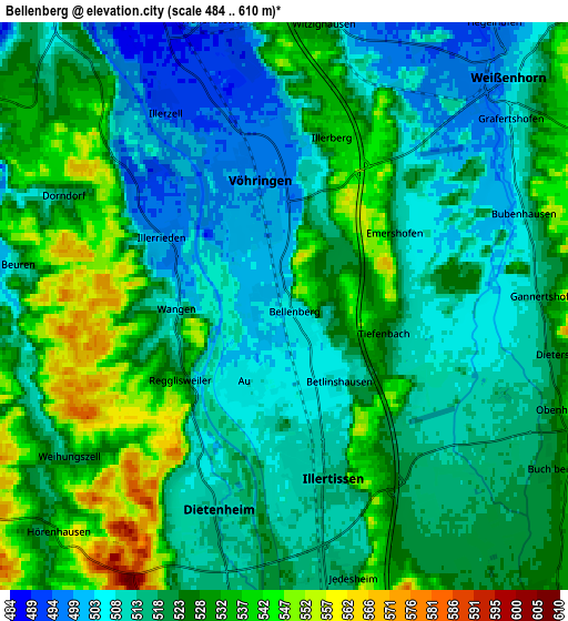 Zoom OUT 2x Bellenberg, Germany elevation map