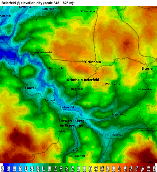 Zoom OUT 2x Beierfeld, Germany elevation map