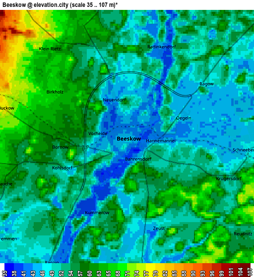 Zoom OUT 2x Beeskow, Germany elevation map