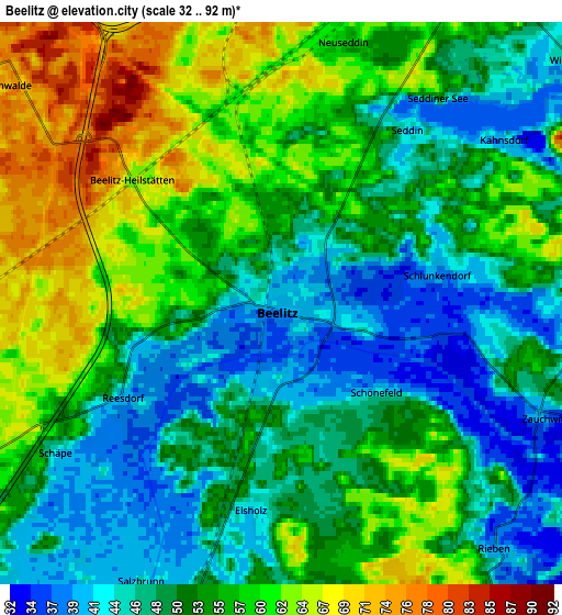 Zoom OUT 2x Beelitz, Germany elevation map