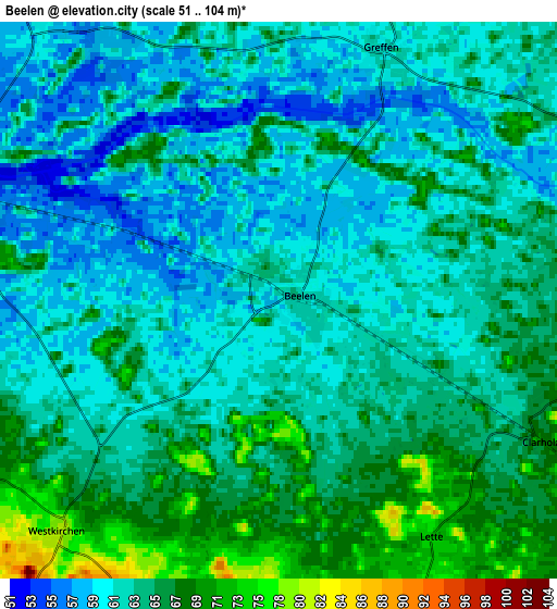 Zoom OUT 2x Beelen, Germany elevation map