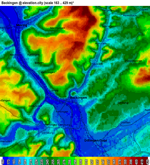 Zoom OUT 2x Beckingen, Germany elevation map