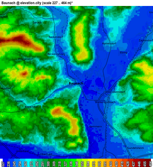 Zoom OUT 2x Baunach, Germany elevation map