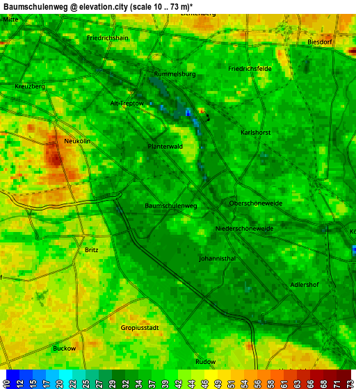 Zoom OUT 2x Baumschulenweg, Germany elevation map