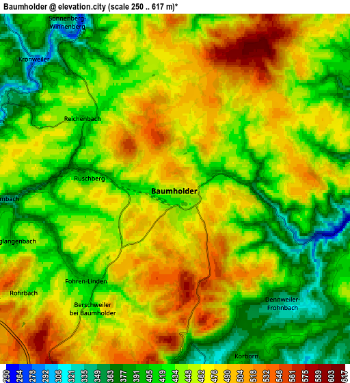 Zoom OUT 2x Baumholder, Germany elevation map