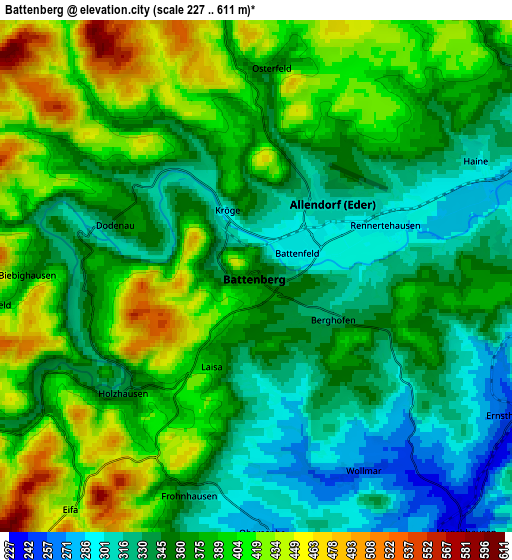 Zoom OUT 2x Battenberg, Germany elevation map