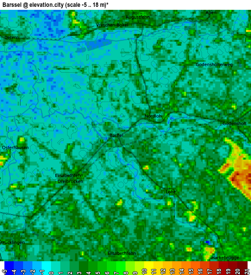 Zoom OUT 2x Barßel, Germany elevation map