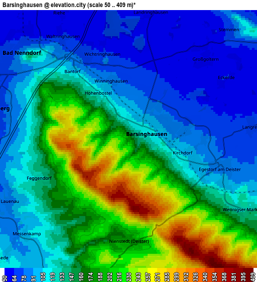 Zoom OUT 2x Barsinghausen, Germany elevation map