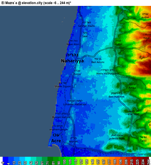 Zoom OUT 2x El Mazra‘a, Israel elevation map