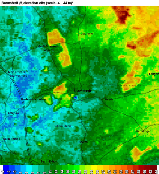 Zoom OUT 2x Barmstedt, Germany elevation map